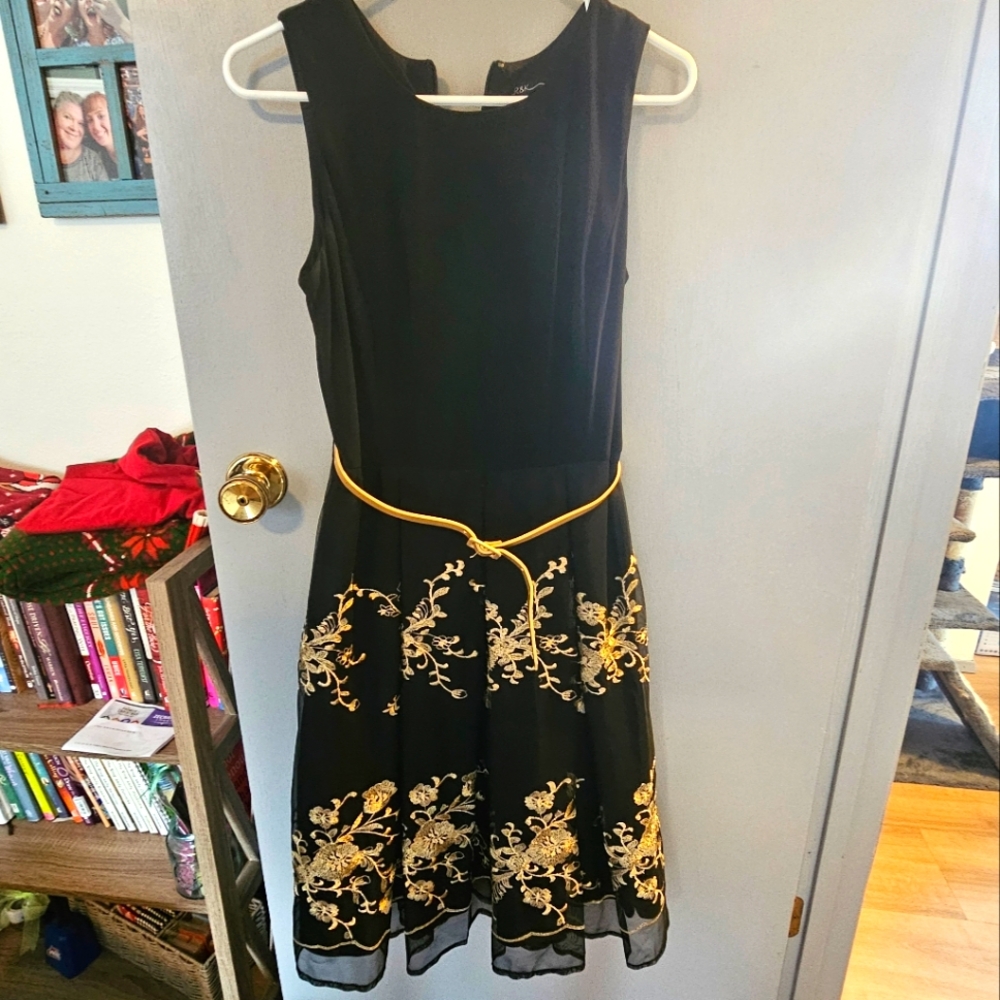 Black & Gold Holiday Dress, Size 6